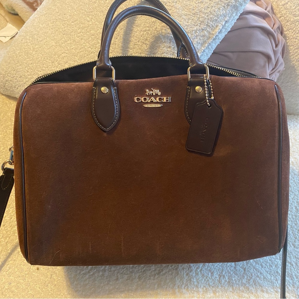 Coach Large Rowan Satchel Suede - Picture 2 of 4